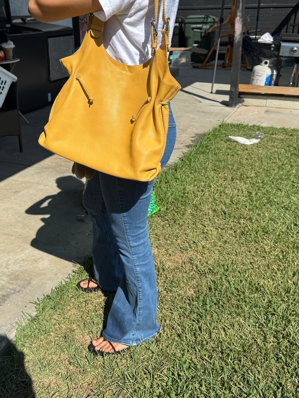 Carla Mancini Yellow Leather Tote Shoulder Bag